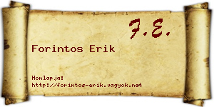 Forintos Erik névjegykártya